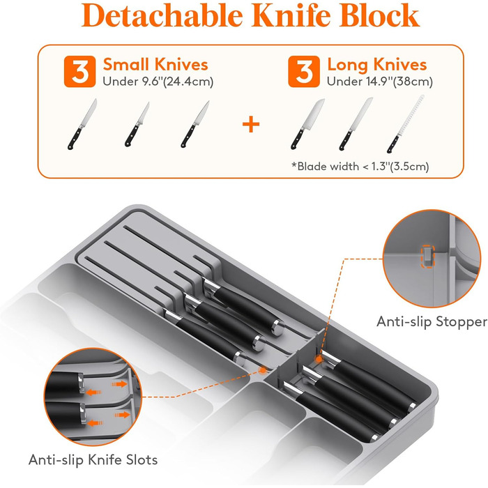 Органайзер для столових приборів 60 х 40 см сірий Lifewit