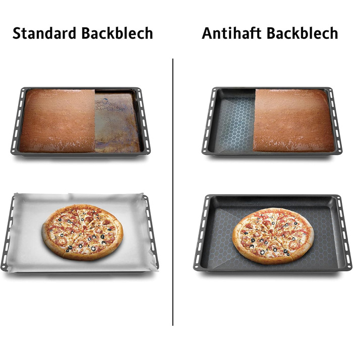 См, набір форм для випікання та решіток, глибока емальована сковорідка 3 см та хромована решітка для духовки та плити, стійка до подряпин та корозії, чорна (антипригарне покриття 455 x 30 мм), 45,5 x 36