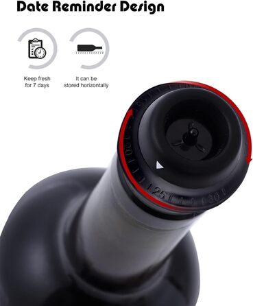 Автоматический винный насос WIWONEY с 1 перезаряжаемым вакуумным насосом и 4 винными пробками для вакуума и 1 зарядным кабелем типа C (черные силиконы)