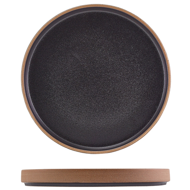Тарілка презентаційна 25*2.5 см із низьким вертикальним бортом, Kava Black Stoneware Raw Wall, GenWare
