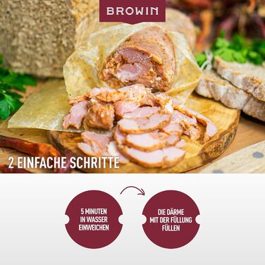 Натуральна оболонка для ковбас Натуральна оболонка вищого сорту для домашньої ковбаси, ялівцевої ковбаси, білої ковбаси, сардельки (калібр 18/20 мм, 91 метр, овеча оболонка)