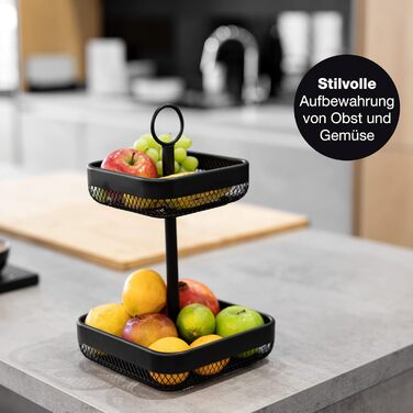 Подставка для фруктового торта Black Metal - Подставка для торта с корзиной с фруктами Black - Подставка для торта с фруктовой вазой Black Black Square