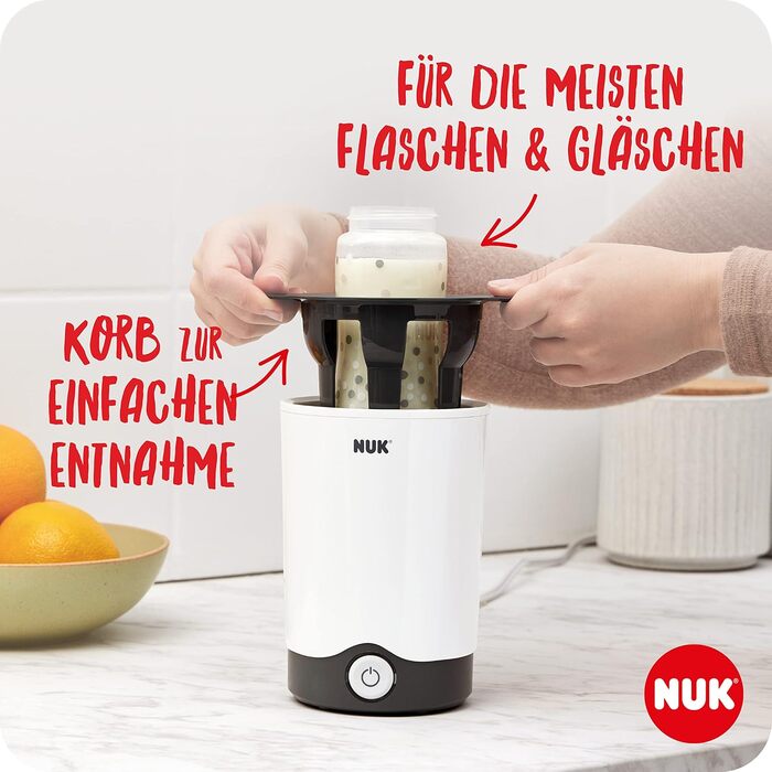 Підігрівач дитячих пляшечок NUK Thermo 3в1 Мяке розморожування, нагрівання та підтримання тепла рідких і пюреподібних продуктів Кошик для легкого вилучення Вилка EU (Thermo Express Plus)