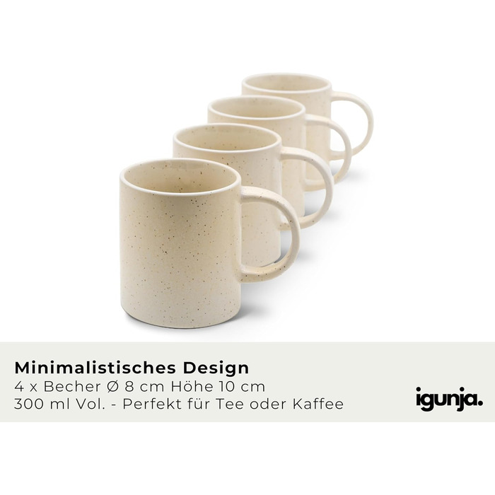 Набір керамічного посуду igunja, набір мисок та тарілок 12 предметів на 4 особи Високоякісний, 100 ручної роботи, набір посуду з реактивною глазур&39ю, зовні матовий, всередині глянцевий (бежевий, набір чашок)