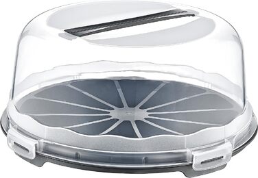 Коробка для транспортування торта з кришкою, капюшоном і ручкою. Коробка для зберігання, контейнер для торта, тарілка для торта, контейнер для торта, коробка для торта, тарілка для торта, начинка для торта, дзвіночок для торта - (антрацит, круглий)