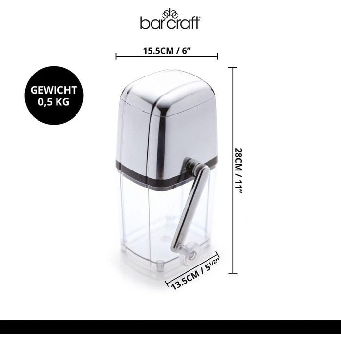 Льодоподрібнювач ручний 15,5 x 13,5 x 28 см Bar Craft