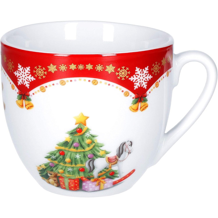 Кавовий сервіз на 18 предметів для 6 осіб, білий з різдвяним декором "Різдвяна магія" Van Well