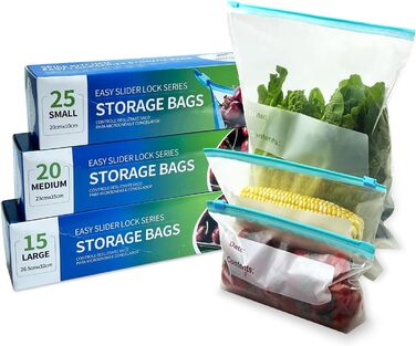 Вакуумні пакети 60 пакетів 10 х 20/ 16 х 23/ 32 х 26,5 см Generic