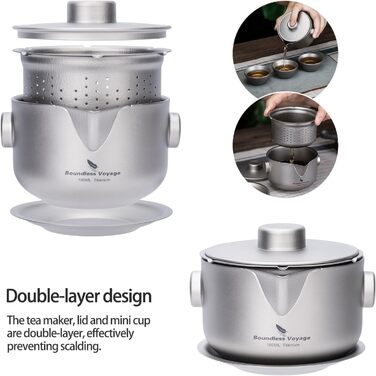 Титанова двошарова чайниця з фільтрувальною кришкою Boundless Voyage