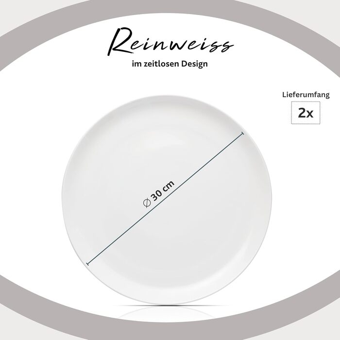 Тарілка для пасти New Port на 4 предмети, набір тарілок для пасти на 4 особи, порцелянова миска для пасти, глибока тарілка, яку можна мити в посудомийній машині, багатофункціональна миска біла 370 мл PREMIUM COLLECTION (тарілка для піци з 2 предметів)