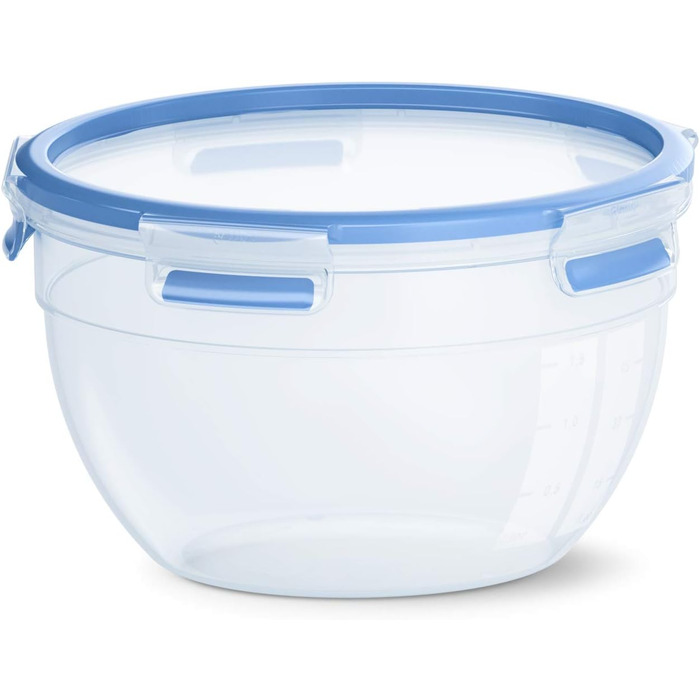 Набір контейнерів для зберігання продуктів EMSA Clip & Close, прямокутні, 5 x 0,8 л, коробки для зберігання, 100 герметичні, придатні для миття в посудомийній машині, морозильної камери та мікрохвильової печі, прозорі, сині, зроблені в Німеччині, N10307 (