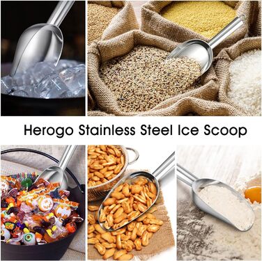 Ложка для морозива Herogo, ложка для харчових цукерок з нержавіючої сталі 680 мл, велика металева ложка для борошна для домашніх тварин, кава, цукерки, міцна та світловідбиваюча, можна мити в посудомийній машині 24 унції (680 мл)