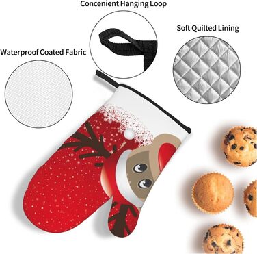 Рождественский набор из 2 прихваток и 2 перчаток для духовки, 4 предмета, красный AAPIKA