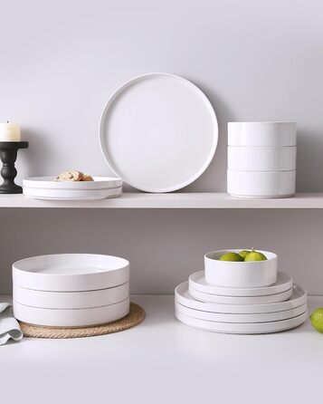 Набір посуду Richmount Nebula для 6 осіб, набір тарілок та мисок із 18 предметів, набір посуду з крапчастої кераміки, можна мити в мікрохвильовій печі та посудомийній машині, сервіз Nebula для 6 осіб (білий, сервіз Nebula для 4 осіб)