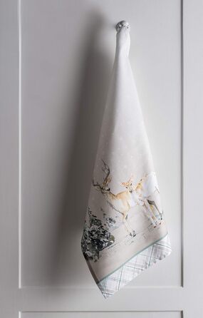 Набір із 3 багатоцільових кухонних рушників Maison d&39 Hermine Rural Christmas, 100 бавовна Барні рушники День подяки/Різдво (50 см x 70 см) (Олень у лісі)