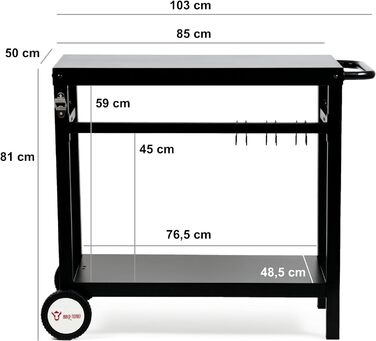 Металевий стіл-гриль, чорний 85 x 50 x 81 см BBQ-Toro