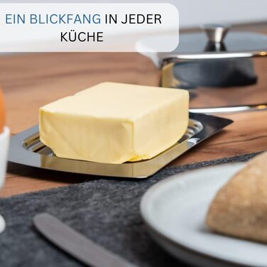 Маслянка Westmark - Ідеально підходить для сервірування та зберігання - Можна мити в посудомийній машині - Спеціальний рельєф для надійного захоплення (нержавіюча сталь, одинарна)