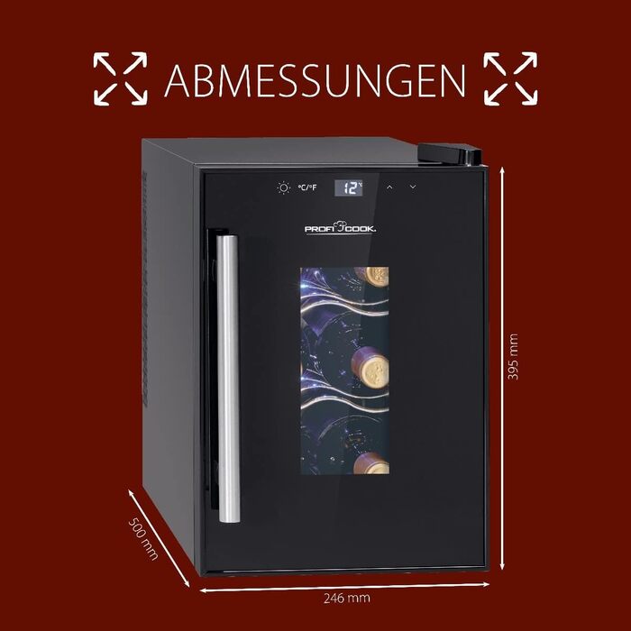 Винний холодильник до 6 пляшок чорний Profi Cook