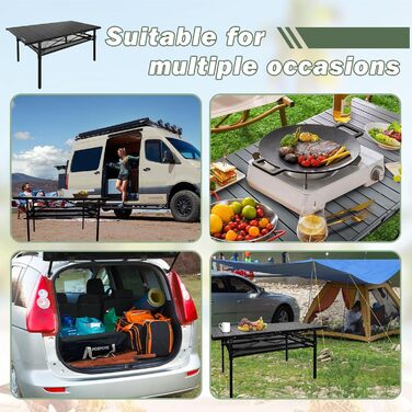 Складаний алюмінієвий кемпінговий стіл 140 х 70 см POEPORE