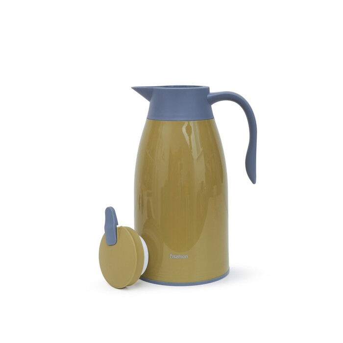 Термоглечик Fissman 1600 мл, колір зелений пластиковий корпус зі скляною колбою (19857)