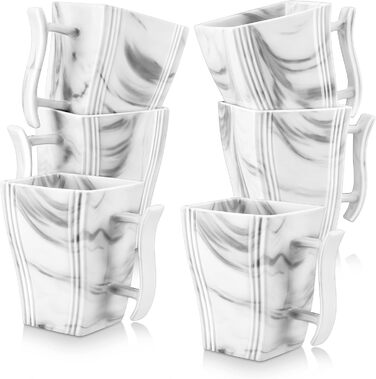 Серія FLORA, набір порцелянових креманки для каш з 6 предметів, миска для рису 450 мл, закусочна миска, десертна миска для салату, супів, рамен, фруктів і т.д. 13,5x13,5x5,4 см (сірий, 6 шт. (упаковка 1))