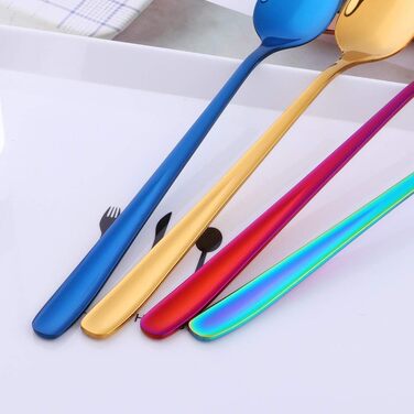 Набір з 8 довгих десертних ложок 20 см, нержавіюча сталь, різнокольоровий SBOMHS