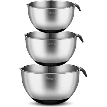 Набір мисок з нержавіючої сталі, 5 предметів з кришкою, миска для змішування з 3 терками, 5 л 3 л 2 л 1,5 л 1,5 л 1 л Velaze