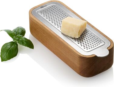 Терка дрібна з дерев'яним контейнером для збору, прямокутна, срібляста AdHoc