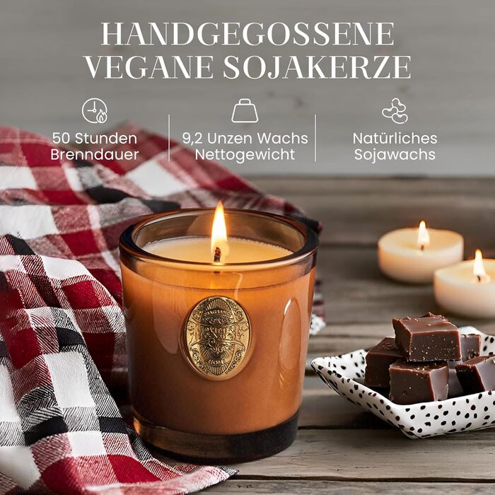 Ароматна свічка M&SENSE Лісова хатина, ароматичні свічки у склянці, натуральна соєва свічка, час горіння 55 годин, подарункові свічки для жінок та чоловіків, подарункова свічка (еспресо з гарячою карамеллю, 260 г)