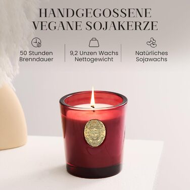 Ароматна свічка M&SENSE Лісова кабіна, ароматичні свічки у склянці, натуральна соєва свічка, час горіння 55 годин, подарункові свічки для жінок та чоловіків, подарункова свічка (дика троянда, 260 г)