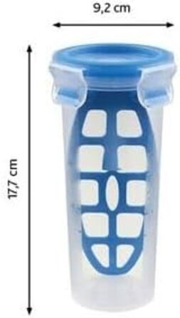 Набір контейнерів для зберігання продуктів EMSA Clip & Close, прямокутні, 5 x 0,8 л, коробки для зберігання, 100 герметичні, придатні для миття в посудомийній машині, морозильної камери та мікрохвильової печі, прозорі, сині, зроблені в Німеччині, N10307 (