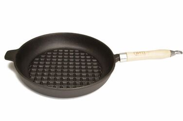 GIPFEL Cковорода DILETTO 27x4,8см з рифленим дном з дерев`яною ручкою. Матеріал: чавун. Колір: чорний 2747 GIPFEL