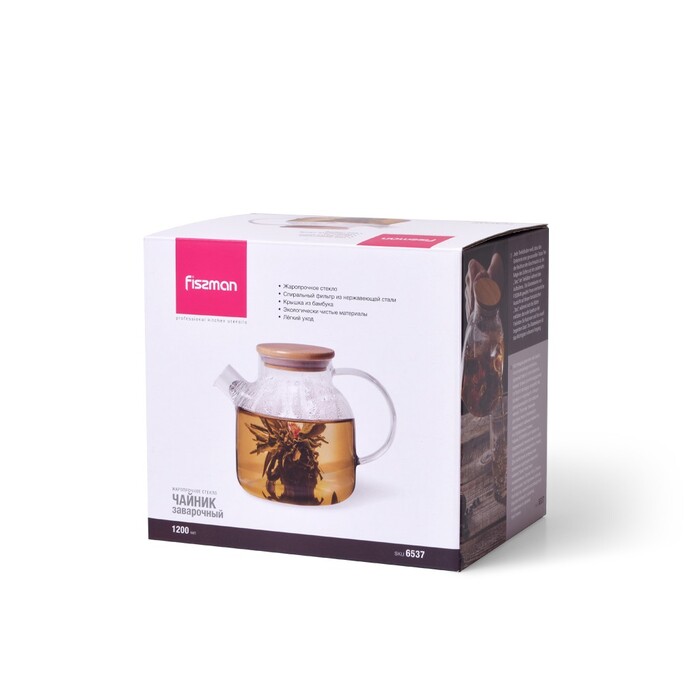 Чайник для заварювання Fissman 1200 мл зі сталевим фільтром (6537)