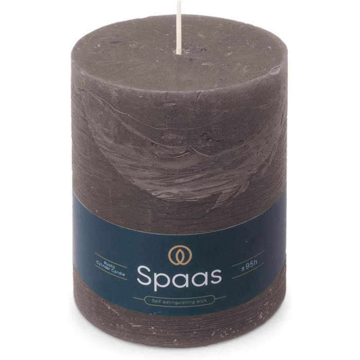 Свічка Spaas Rustic Pillar, 100/130 мм, 95 год, чорна (темно-сіра)