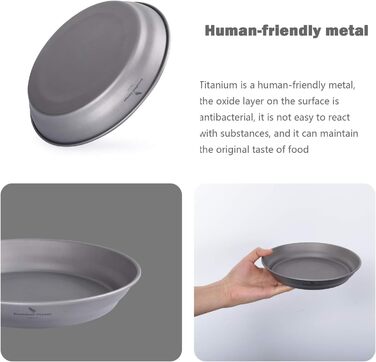 Безграничное путешествие Титановая пластина Тарелка Наружная посуда для кемпинга Уличная чаша Титановая посуда и приборы Измерительный набор для кемпингового рюкзака (Ti15166B-J)