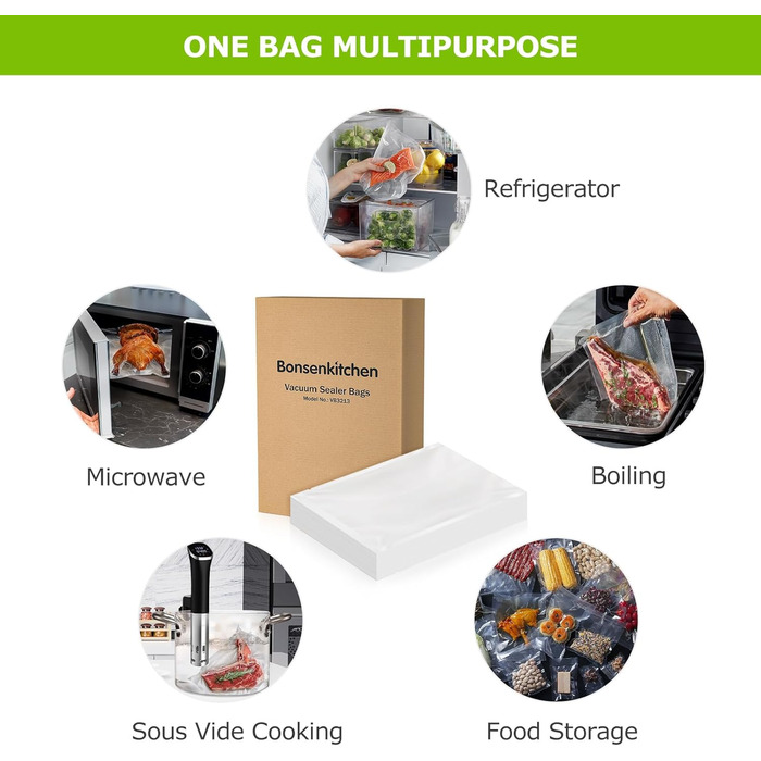 Вакуумні пакети 150 пакетів - 15x25 см (50) 20x30 см (50) 28x40 см (50), для будь-якого розміру. Професійні фольговані пакети для всіх вакуумних пакувальників, вакуумні пакети для харчових продуктів, без BPA, VB3215 (50 пакетів 20x30 см)