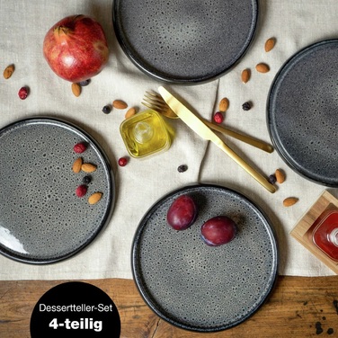 Набір з 4 десертних тарілок 21 см, сіра реактивна глазур Moritz & Moritz