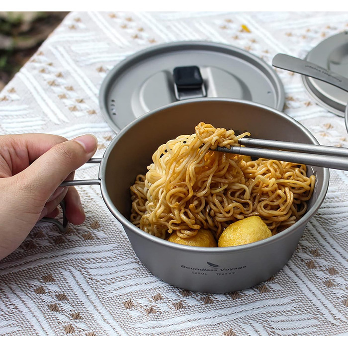 Титановая миска с крышкой для кемпинга 350 мл iBasingo