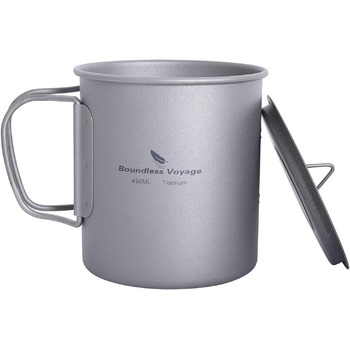Титанова чашка для кемпінгу 450 мл із кришкою Boundless Voyage