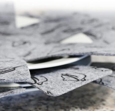 Набір з 9 фетрових підставок під гаряче 38 см, сірий/червоний/чорний Com-Four