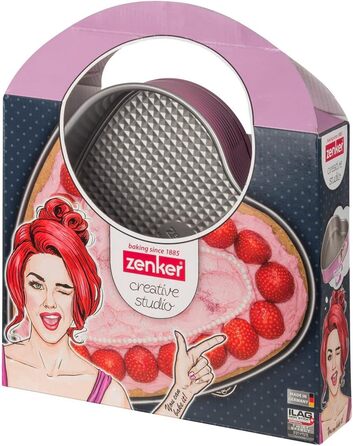 Творча студія Zenker Z7480 Ø 26 см, форма для випічки з плоским дном, кругла форма для торта з антипригарним покриттям, креативна випічка (колір рожевий, сріблястий), кількість (форма для роз'єму серця)