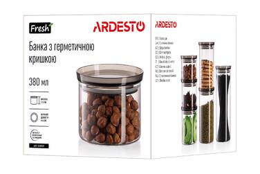 ARDESTO Storage Jar Fresh, 380мл, стекло, пластик, прозрачный
