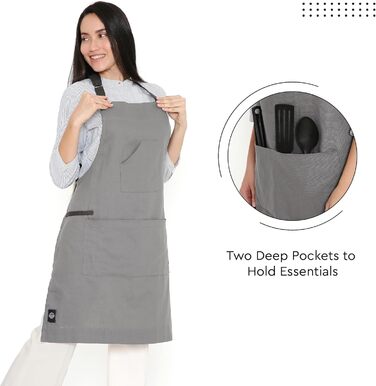 Регульований кухонний фартух з кишенями 68 x 85 см сірий Encasa XO