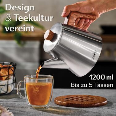 Чайник заварювальний 1,2 л з фільтром для чаю та підставкою Cosumy