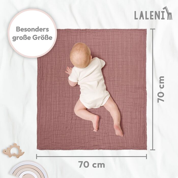 Серветки для відрижки в наборі з 10 шт. з чистої бавовни - Нетоксичні муслінові серветки 70x70 - Абсорбуючі муслінові серветки - Муслінова серветка як мусліновий підгузок, що можна прати - Бежевий (Ностальгія Троянда, 10 шт. )