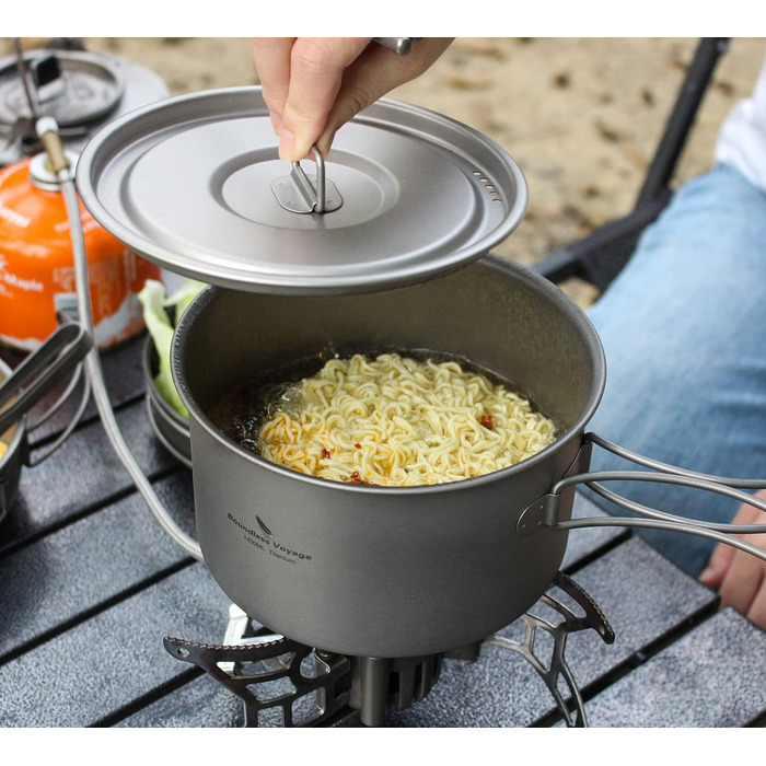 Наружная титановая посуда 1,4 л 1,6 л 2,4 л Кастрюля для соуса Голландский горшок для 1-3 человек Легкий портативный дорожный горшок Кухонный набор Туристическое снаряжение (горшок 1600 мл M-ti2107C)