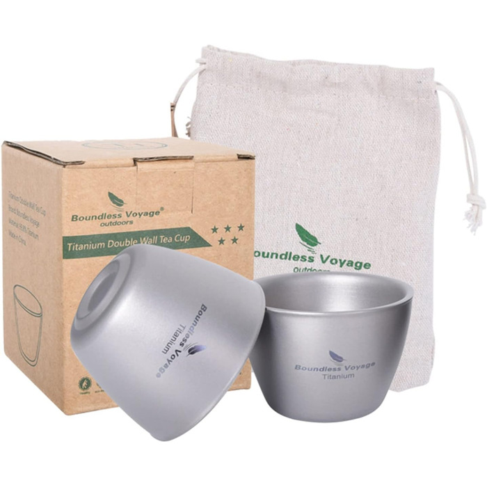 Маленькая титановая чашка для чая с двойными стенками 2 шт. iBasingo