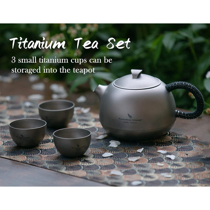 Титановий чайник з заваркою для розсипного чаю 380 мл. iBasingo