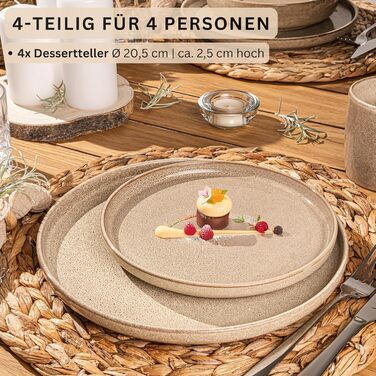 СНІДЕР Комбінований сервіз на 6 персон, набір тарілок кавовий кухоль макаронна миска 30 шт. , набір посуду з керамограніту посудомийна машина - мікрохвильова піч - стійкий до подряпин, набір посуду з керамограніту КОЛЕКЦІЯ ЦІННОСТЕЙ (Каїр Мокко, десертна 