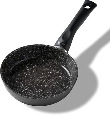 Керамічна сковорода STONELINE з кришкою. Керамічна сковорода. Індукційна антипригарна сковорода. Керамічне покриття з частинками справжнього каменю, сковорода без PFAS, для всіх типів плит, підходить для духовки (16 см)